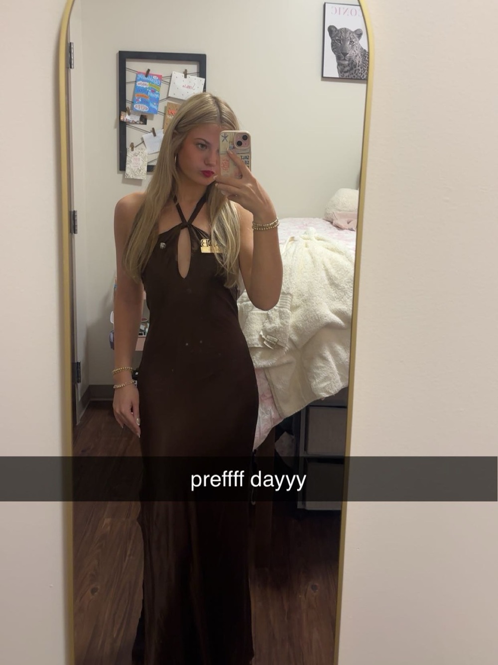 Hello Molly One-Shoulder Brown Halter Dress